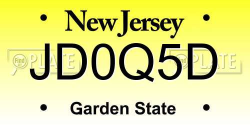 JD0Q5D New Jersey License Plate