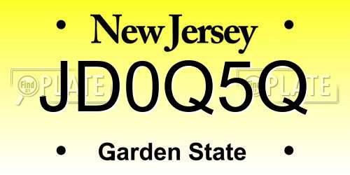 JD0Q5Q New Jersey License Plate