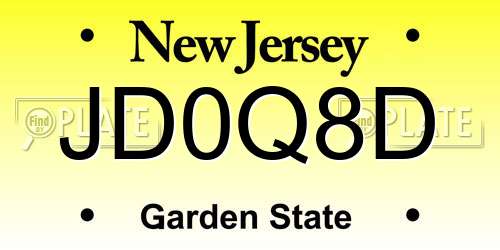 JD0Q8D New Jersey License Plate