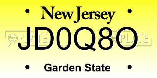 JD0Q8O New Jersey License Plate
