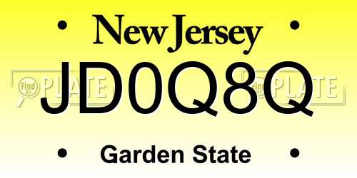 JD0Q8Q New Jersey License Plate