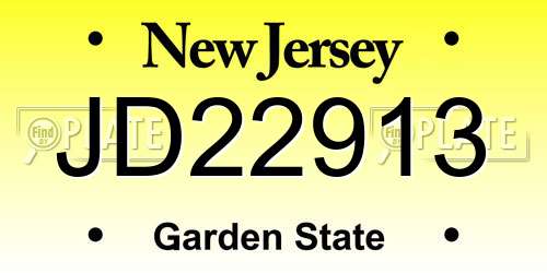 JD22913 New Jersey License Plate