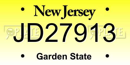 JD27913 New Jersey License Plate