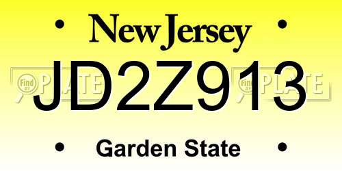 JD2Z913 New Jersey License Plate