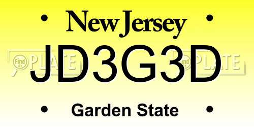 JD3G3D New Jersey License Plate