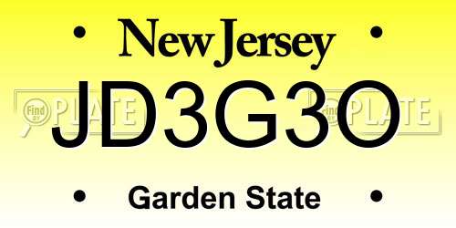 JD3G3O New Jersey License Plate