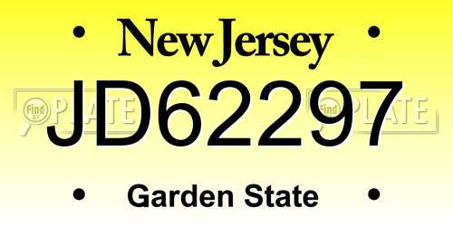JD62297 New Jersey License Plate