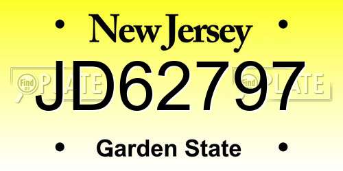 JD62797 New Jersey License Plate