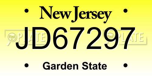 JD67297 New Jersey License Plate