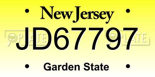 JD67797 New Jersey License Plate