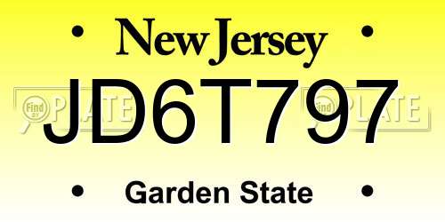 JD6T797 New Jersey License Plate