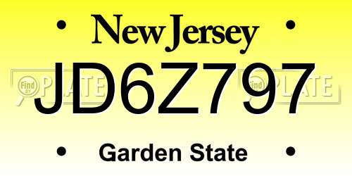 JD6Z797 New Jersey License Plate
