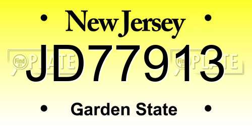 JD77913 New Jersey License Plate