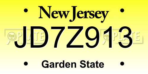 JD7Z913 New Jersey License Plate
