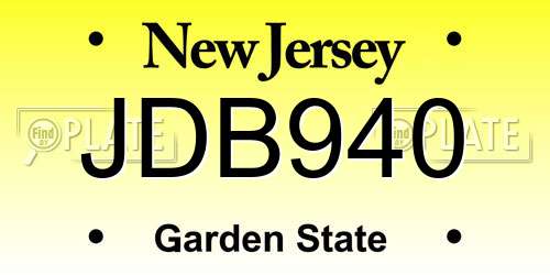 JDB940 New Jersey License Plate