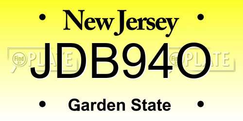 JDB94O New Jersey License Plate
