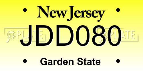 JDD080 New Jersey License Plate