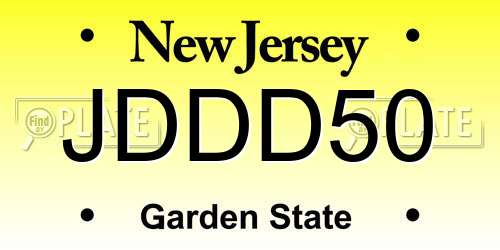 JDDD50 New Jersey License Plate