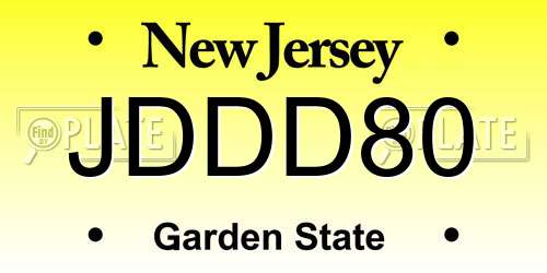 JDDD80 New Jersey License Plate
