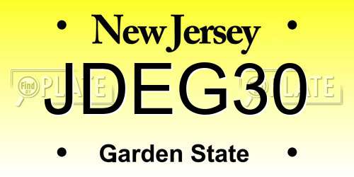 JDEG30 New Jersey License Plate