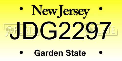 JDG2297 New Jersey License Plate