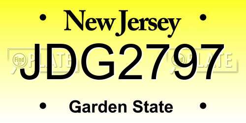 JDG2797 New Jersey License Plate