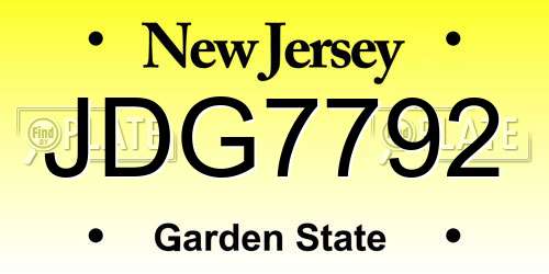 JDG7792 New Jersey License Plate