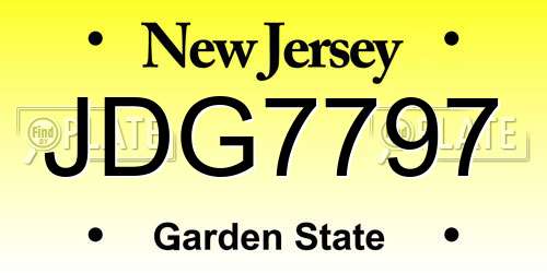 JDG7797 New Jersey License Plate