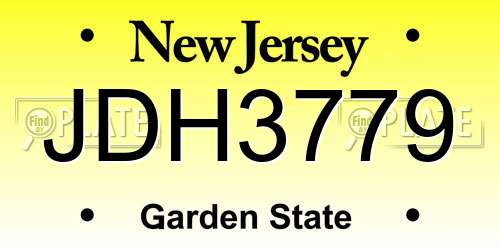 JDH3779 New Jersey License Plate