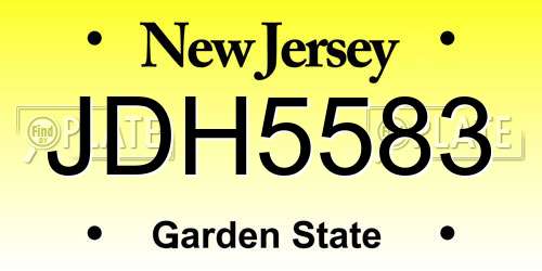 JDH5583 New Jersey License Plate