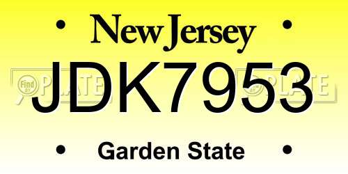 JDK7953 New Jersey License Plate