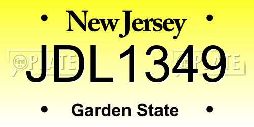 JDL1349 New Jersey License Plate