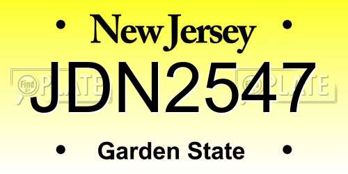 JDN2547 New Jersey License Plate