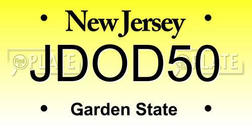 JDOD50 New Jersey License Plate