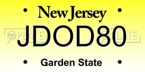 JDOD80 New Jersey License Plate