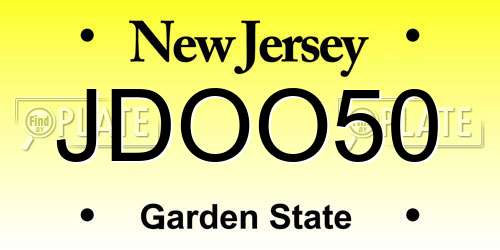 JDOO50 New Jersey License Plate