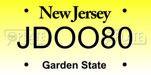 JDOO80 New Jersey License Plate