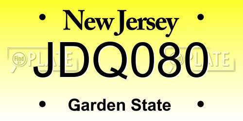 JDQ080 New Jersey License Plate