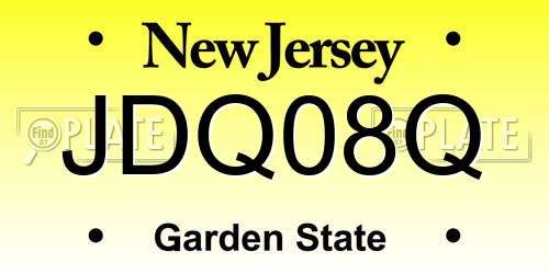 JDQ08Q New Jersey License Plate