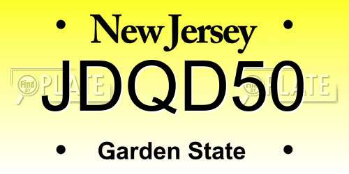 JDQD50 New Jersey License Plate