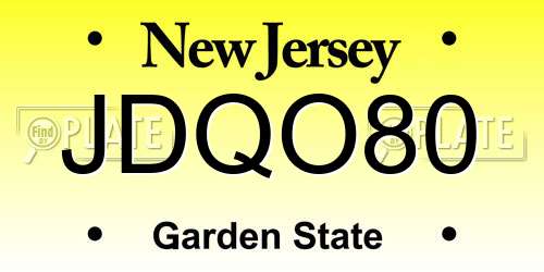 JDQO80 New Jersey License Plate
