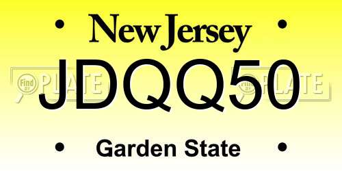JDQQ50 New Jersey License Plate