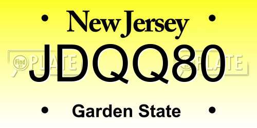 JDQQ80 New Jersey License Plate