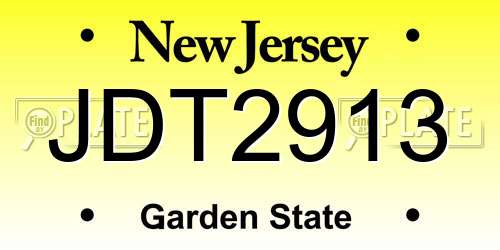 JDT2913 New Jersey License Plate