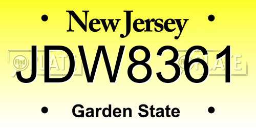 JDW8361 New Jersey License Plate