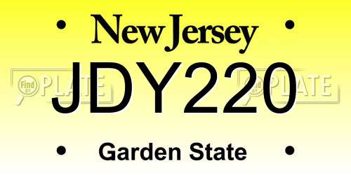 JDY220 New Jersey License Plate