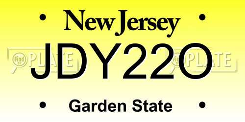 JDY22O New Jersey License Plate