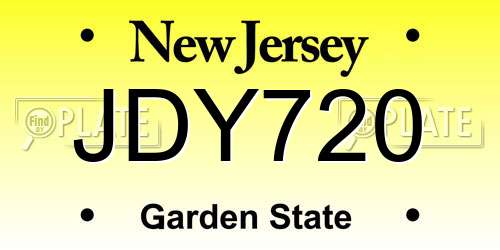 JDY720 New Jersey License Plate