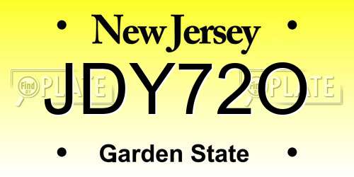 JDY72O New Jersey License Plate