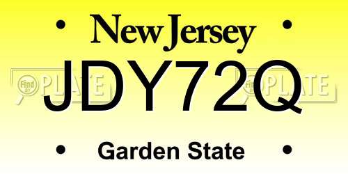 JDY72Q New Jersey License Plate